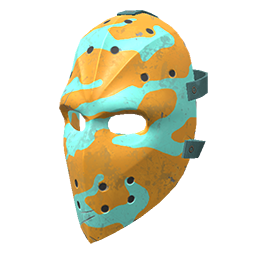 Orange and Aqua Hockey Mask